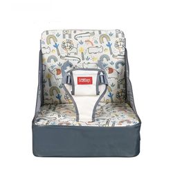 Nuby Easy Go Booster Seat - Travel Booster Seat for Babies and Toddlers with 3-Point Harness - 9+ Months - Beige Safari Print