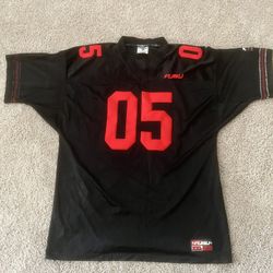 Vintage FUBU Black&Red Sports 05 Embroidered Jersey T-Shirt 1990s X-Large