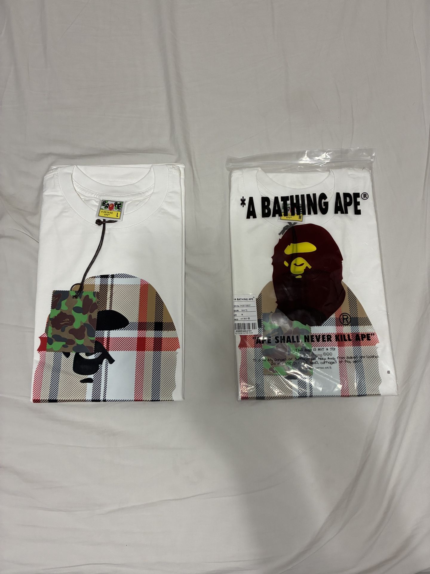 White BAPE Check Tee