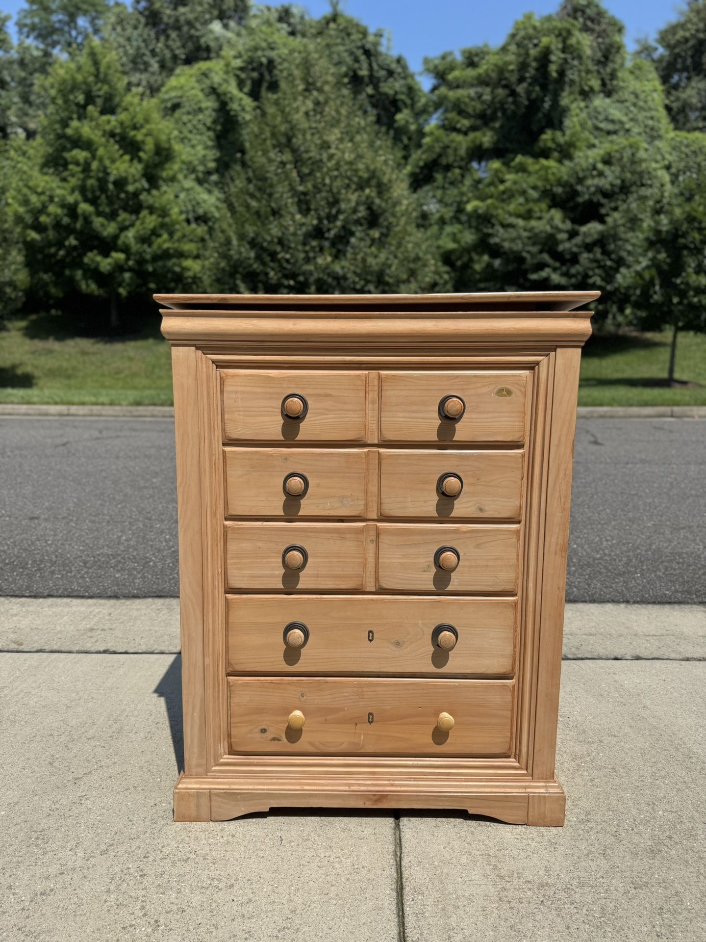Vintage Pine Jewelry Armoire / Dresser with Hidden Mirror