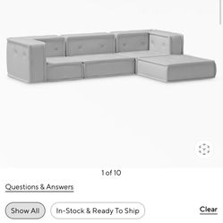 Pottery Barn Suede Modular Couch w/ Pedestal Bases