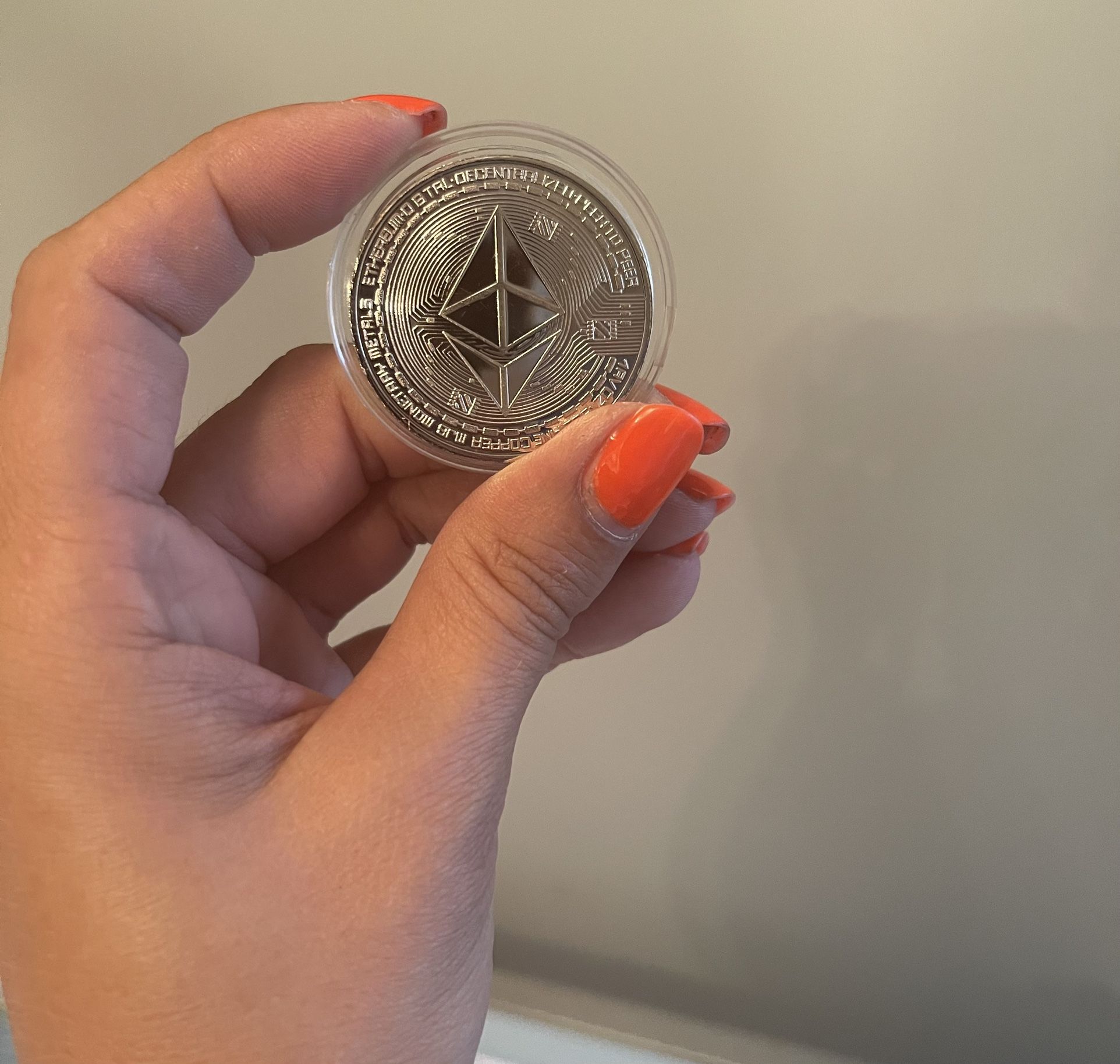 Ethereum 2.0 Commemorative Coin In A Clear Plastic Case Silver Tone