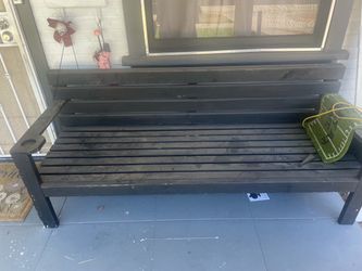 Black wooden bench