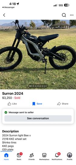 Surron  Light B X $3,100 not sold