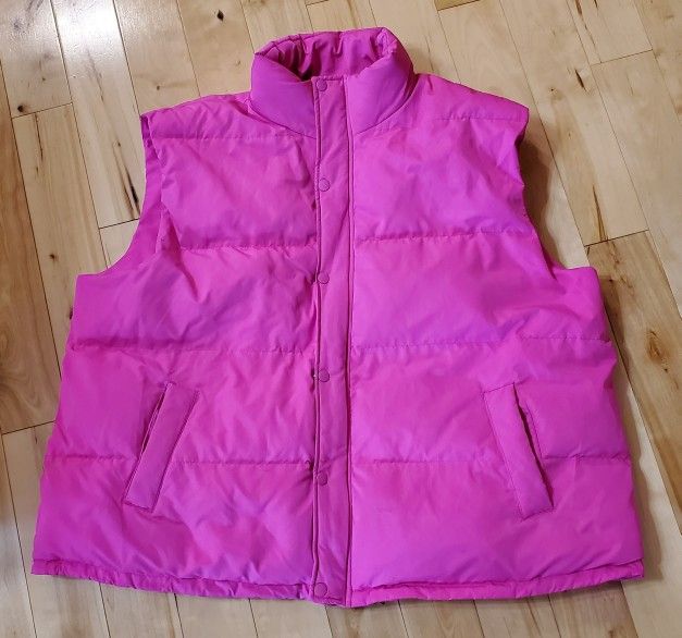 NEW A New Day Womens Hot Pink Puffer Vest (2XL)