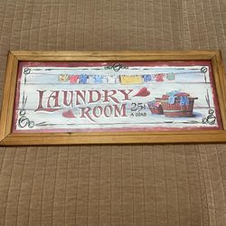 Wood Frame LAUNDRY ROOM Wall Art 22”x10”