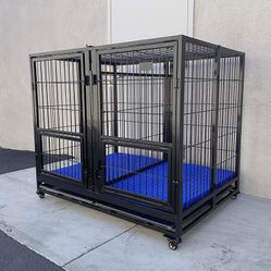 $280 (New in Box) X-Large 49” heavy duty folding dog cage 49x38x43” double-door kennel w/ divider 