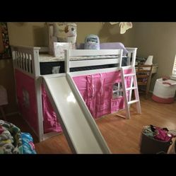 White Wooden Bunk Beds With Slide