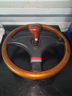 Honda Access steering wheel and matching wood shift knob