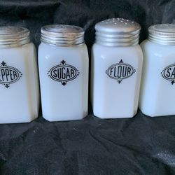 Mid Century Milk Glass Salt Pepper Shaker set