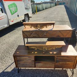 Tv Stand With Side Dresser / Shelf