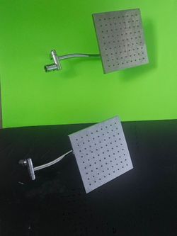 Set of 2 Square Rainfall Shower Heads + Adjustable Arms