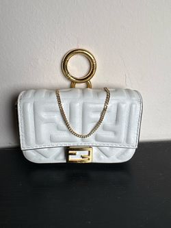 Fendi FF Nano Baguette White Leather Bag