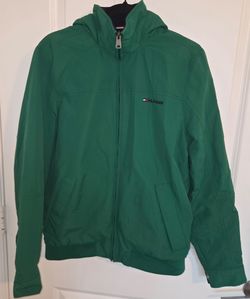 Tommy Hilfiger Hoodie Jacket Mens S Green Long Sleeve Full Zip Logo Embroidered