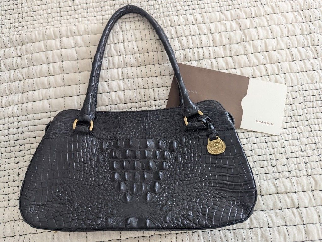 Black Crocodile Brahmin Bag
