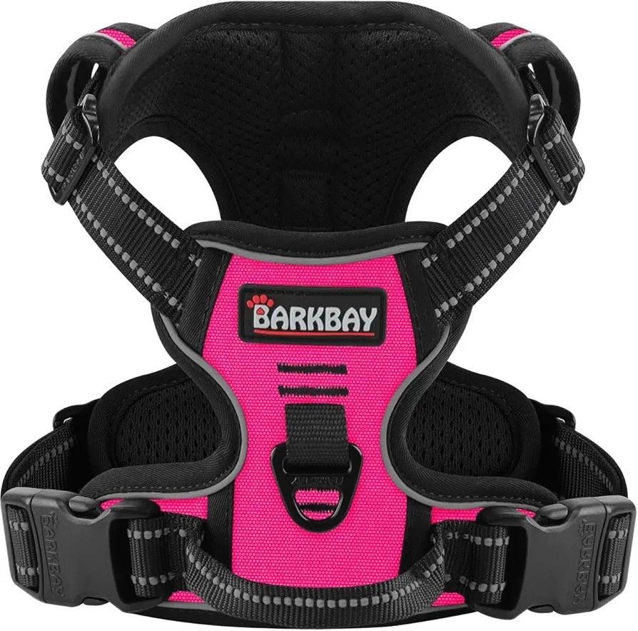 Brand New - BARKBAY No Pull Pet Harness Dog Harness Adjustable Outdoor Pet Vest 3M Reflective Oxford Material Vest for pink Dogs Easy Control for Smal