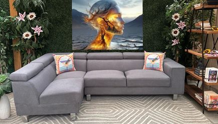 Free Delivery 2-Piece Gray Sectional Couch