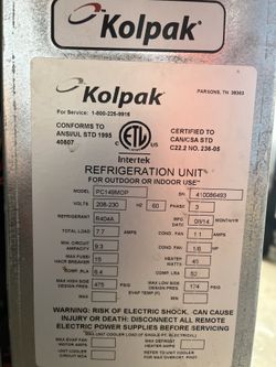 Walking Refrigerator Kolpak Unit $1500.00