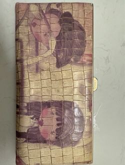 LODIS Designer Croc Embossed Clutch Wallet – Gold Frame – Beautiful Multicolor Print