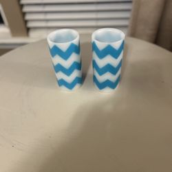 2 Hobby Lobby Teal Chevron Battery Operated Candles