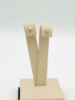14K YELLOW GOLD 0.78 GRAMS CLEAR STONE STUD EARRINGS USED