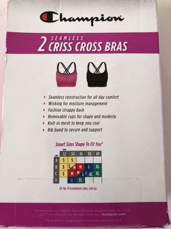 Champion Set of 2 SEAMLESS CRISS CROSS Sports BRAS Pink And Black Size L  for Sale in Bonita, CA - OfferUp