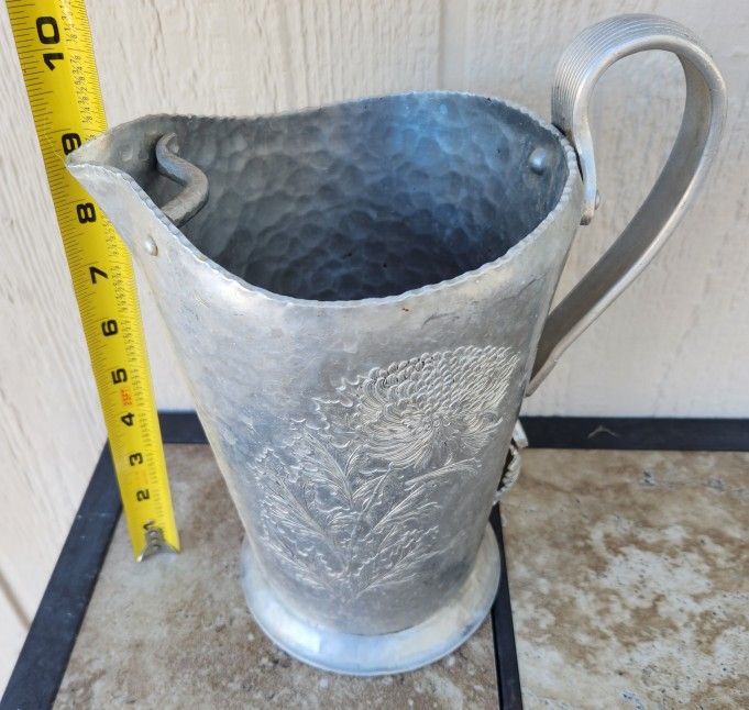 Vintage Trade Continental Mark. Hand Wrought. 509. Aluminum Water Pitcher.