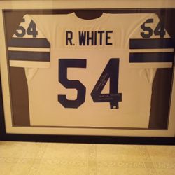 Randy White Signed Framed Multiple Inscriptions One Of A Kind Jersey With JSA Letter Of Authenticity