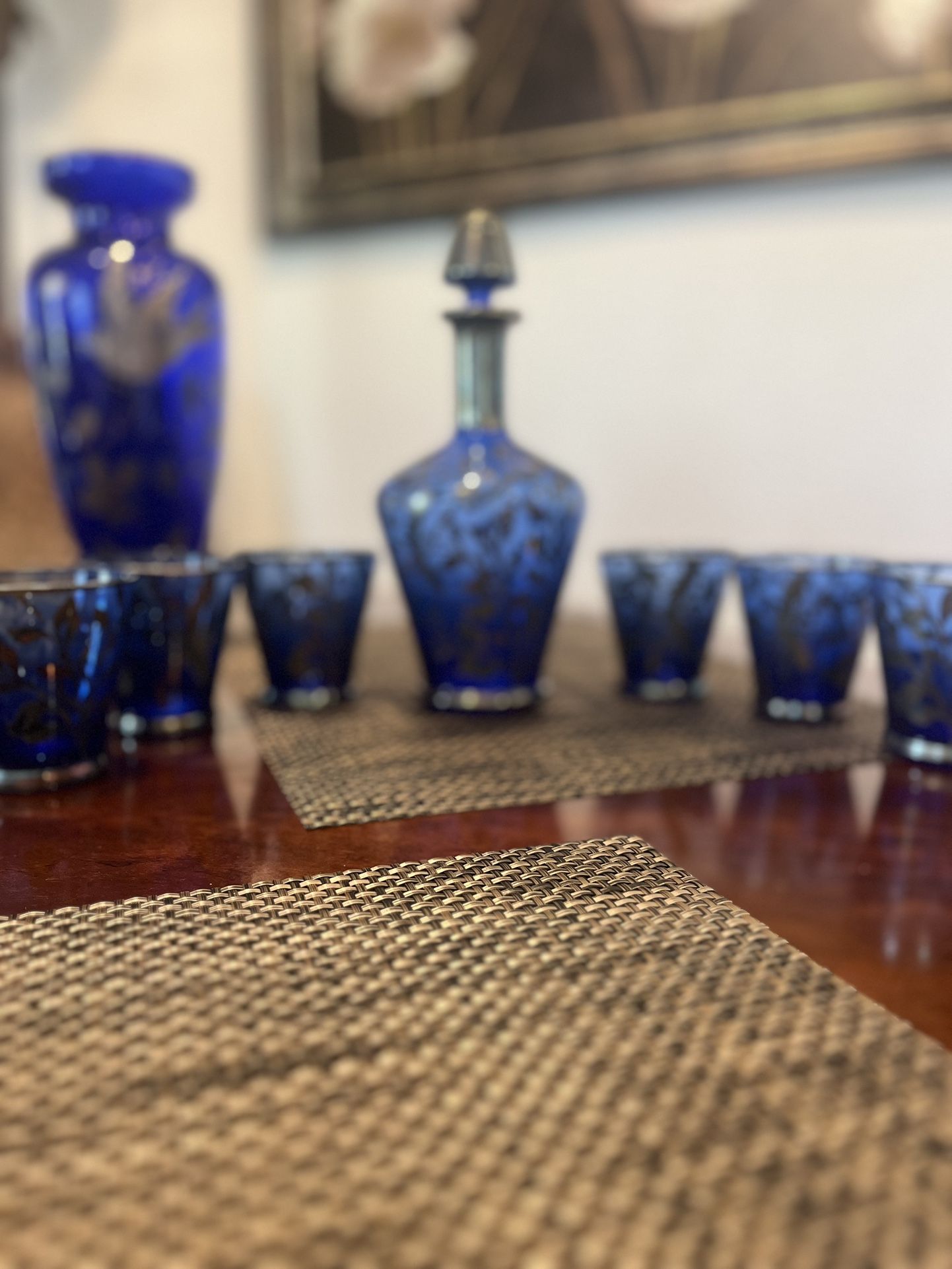 ANTIQUE COBALT BLUE SILVER
