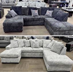 Large U-Shaped Fabric Sectional Sofa with Chaise