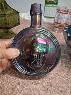 Vintage blue carnival glass.first edition Dwight Eisenhower.