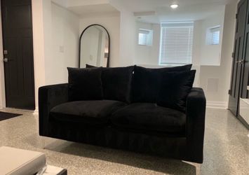 Black Velvet Loveseat Sofa
