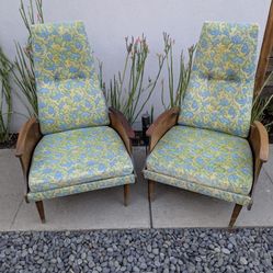 MCM Pair Of High Back Chairs 
