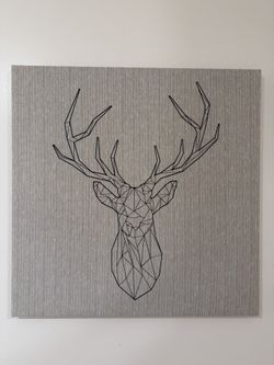 Deer Canvas Wall Art - IKEA PJÄTTERYD 22x22in, Grey & Black - FREE DELIVERY
