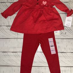 Girls 6-9 months clothing set pants/ long sleeve top