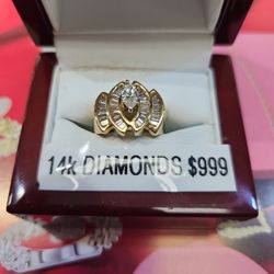 14k Diamonds Rings Real Gold Wedding Band Size 6.5