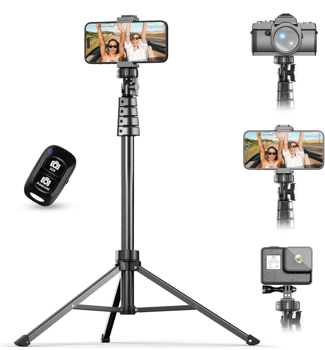 72" Phone Tripod & Selfie Stick, Camera Tripod Stand with Wireless Remote and Phone Holder,Compatible with iPhone Android Phone, Perfect for Selfies/V