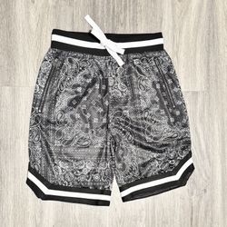 Bandana Print Black Paisley Shorts Size Small