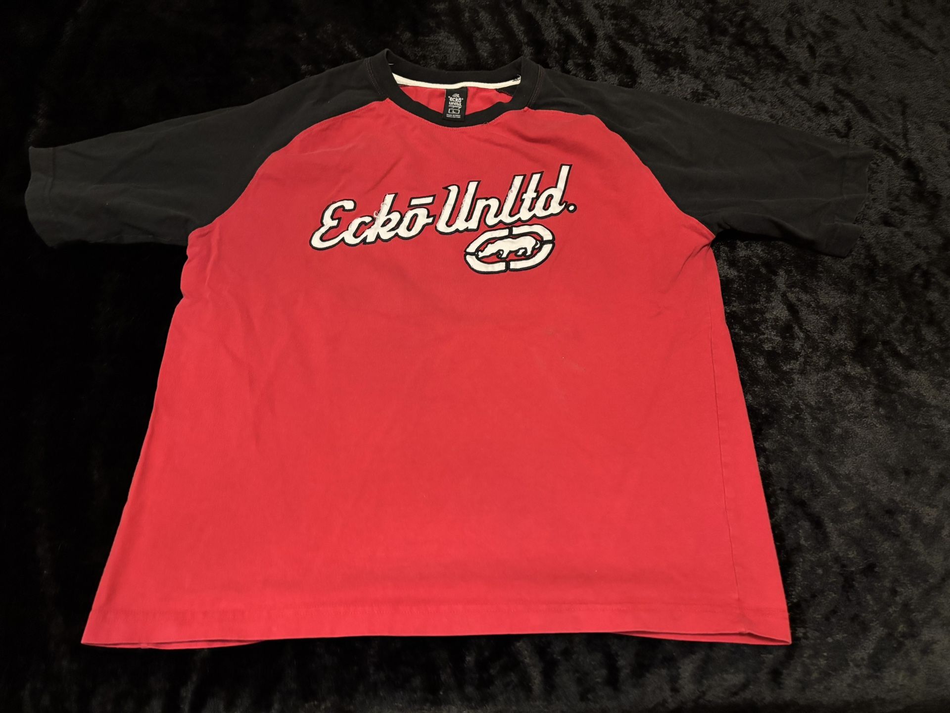 Mens Large Vintage Y2K Ecko Untld Rhino Script Tshirt