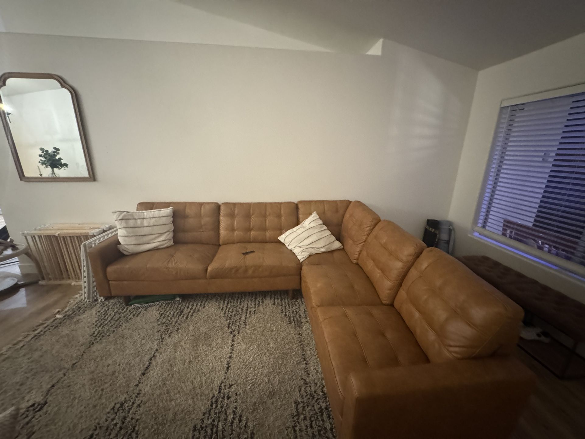 Tan Sectional Sofa – Lightweight, Good Starter Couch