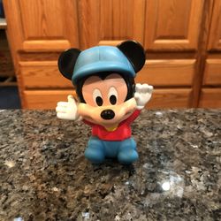 Vintage Disney Mickey Mouse Rubber Baby Squeaky Toy.  Size 4 inches Tall .  Preowned 
