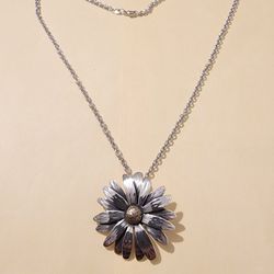 Retired James Avery Silver And Bronze Large Daisy Flower Pendant Very Rare