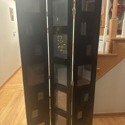 Solid wood 3-panel photo Room divider
