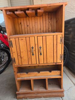 Rustic Wood Wine Cabinet with Storage