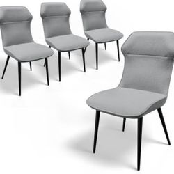 Dining Chairs Set of 4,Classic Fabric Biggest Cushion Seat,Sturdy Metal Legs and Ergonomic backrest,Modern Kitchen Dining Room Chairs,Beige