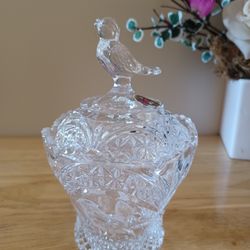 Echt Bleikristall Vintage Crystal Cut Bird Lid Sugar/ Candy Bowl 