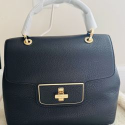 Bundle Michael Kors Emery Satchel Black Leather Cross Body Bag w/Silk Scarf & DB