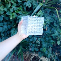 Square Bubble Clear Glass Vase