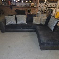 Grayish Black L Shape Sectional 