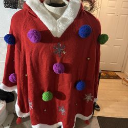 Christmas Poncho Sweater Size Extra Large